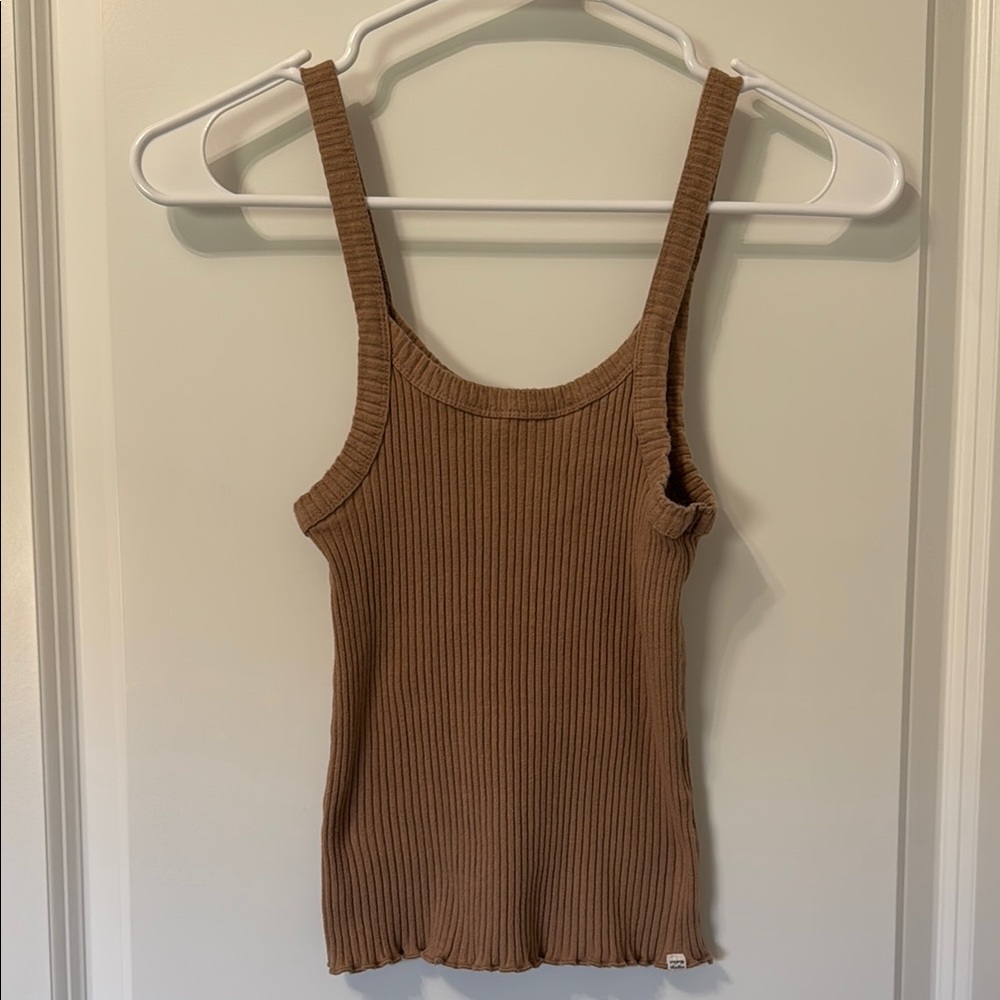 Billabong Brown Ribbed Sleeveless Tank Top